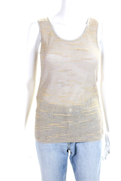 Escada Womens Knit Scoop Neck Tank Top Pullover Blouse Beige Size 38