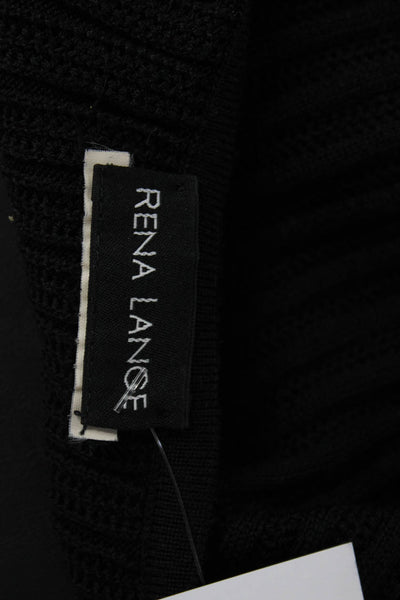 Rena Lange Womens Ribbed Knit Scoop Neck Tank Top Blouse Black Size S