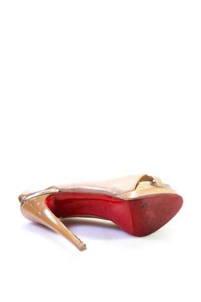 Christian Louboutin Womens Open Toe Red Bottom Stiletto Heels Beige Size EUR37
