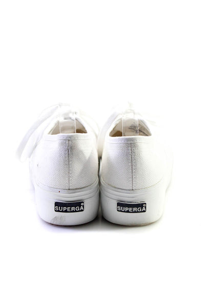 Superga Womens Darted Round Toe Lace-Up Platform Sneakers White Size EUR37.5