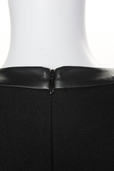 Staud Womens Faux Leather Trim Long Sleeved Cutout Slit Maxi Dress Black Size S