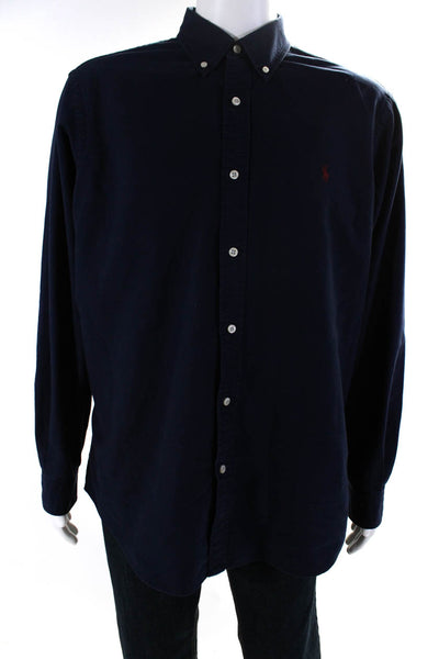 Polo Ralph Lauren Mens Cotton Long Sleeve Collared Button-Down Shirt Blue SizeXL