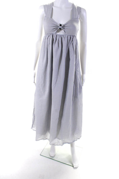 marysia Womens Woven Plaid Empire Waist Sleeveless Midi Dress Gray Size XS