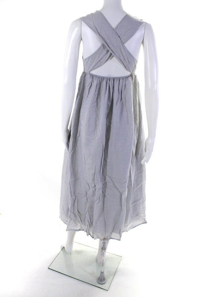marysia Womens Woven Plaid Empire Waist Sleeveless Midi Dress Gray Size XS