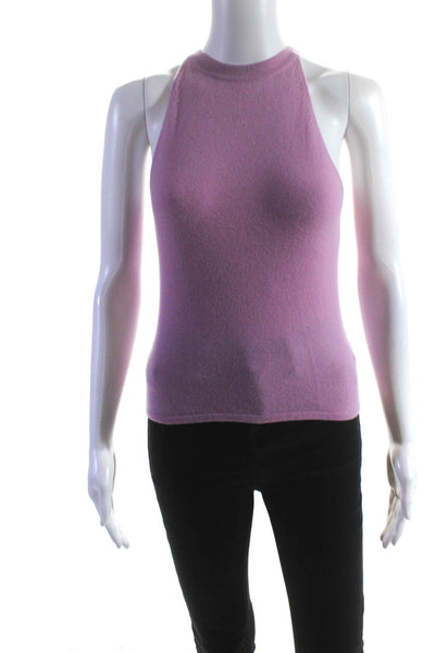 Tweeds Women's High Neck Sleeveless Cashmere Sweater Blouse Pink Size S