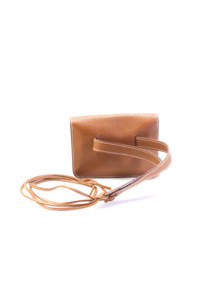 Hermes Womens Small Pochette Waist Pouch Belt Bag Handbag Cognac Leather