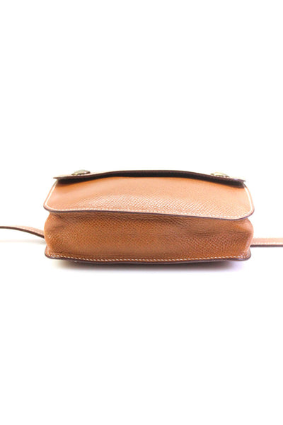 Hermes Womens Small Pochette Waist Pouch Belt Bag Handbag Cognac Leather