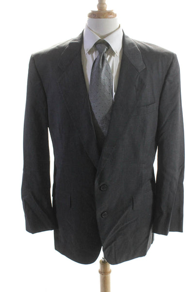 Hart Schaffner Marx Mens Wool Woven Notched Collar 2 Button Blazer Gray Size 44