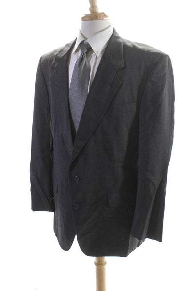 Hart Schaffner Marx Mens Wool Woven Notched Collar 2 Button Blazer Gray Size 44