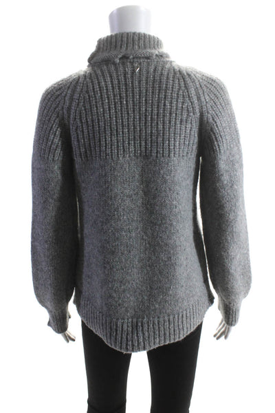 Dondup Women's Turtleneck Long Sleeves Ribbed Hem Pullover Sweater Gray Size 38