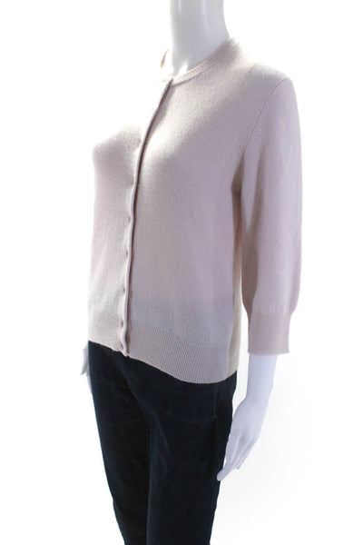 Allude Womens Light Pink Cashmere V-Neck Long Sleeve Cardigan Sweater Top Size M