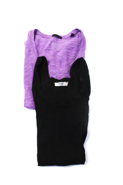 ATM T2Love Womens Purple Cotton V-neck Short Sleeve Tee Top Size M Lot 2