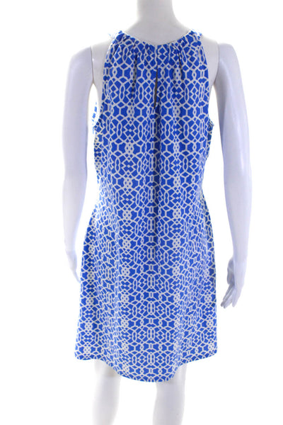 Jude Connally Womens Jersey Knit Key Hole Sleeveless Shift Dress Blue Size L