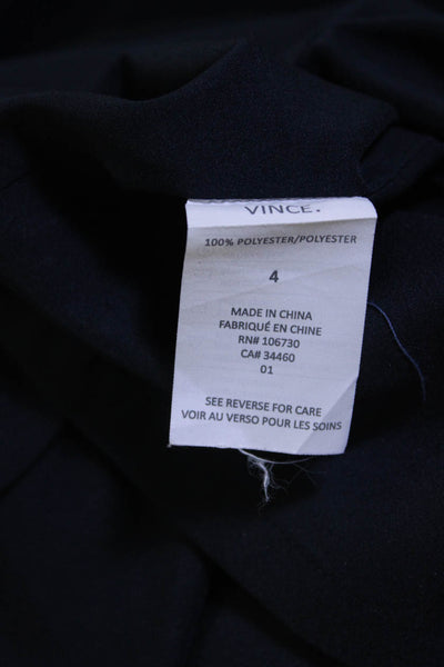 Vince Womens Crepe V-Neck Sleeveless A-Line Knee Length Dress Navy Blue Size 4