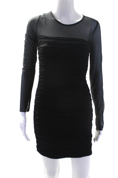 Bailey 44 Womens Mesh Tiered Ruffled Sheath Long Sleeve Dress Black Size S