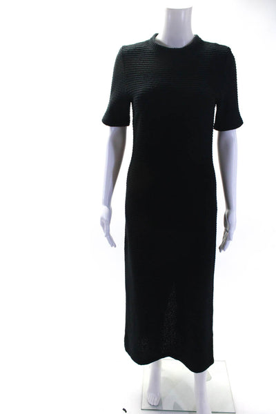 No. 6 Store Women's Textured Short Sleeve Back Slit Maxi Dress Black Size 2
