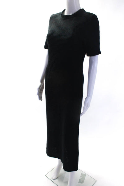 No. 6 Store Women's Textured Short Sleeve Back Slit Maxi Dress Black Size 2