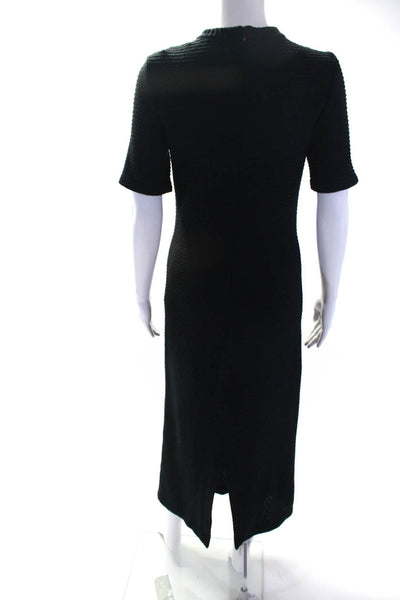 No. 6 Store Women's Textured Short Sleeve Back Slit Maxi Dress Black Size 2