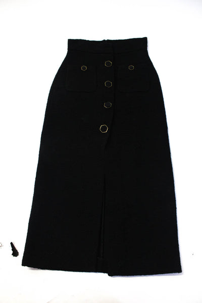Zara & Other Stories Women's Tweed Front Slit Maxi Skirt Black Size S 2, Lot 3