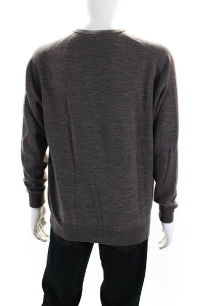 Peter Millar Men's V-Neck Long Sleeves Pullover Sweater Brown Size XL