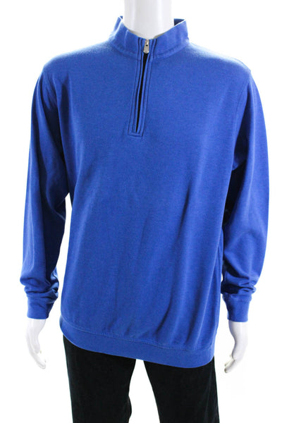 Peter Millar Men's High Neck Long Sleeves Pullover Sweater Blue Size XL
