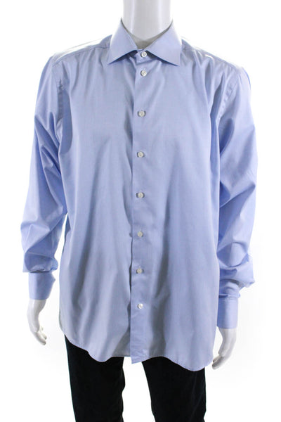 Eton Men's Long Sleeves Collar Button Down Shirt Light Blue Size 17