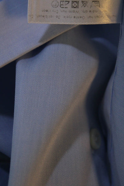 Eton Men's Long Sleeves Collar Button Down Shirt Light Blue Size 17