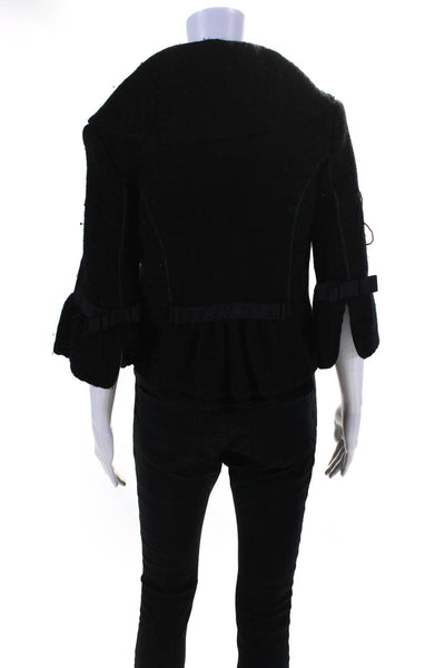 Couture Couture Womens Collar 3/4 Sleeves Double Breast Line Jacket Black Size 4