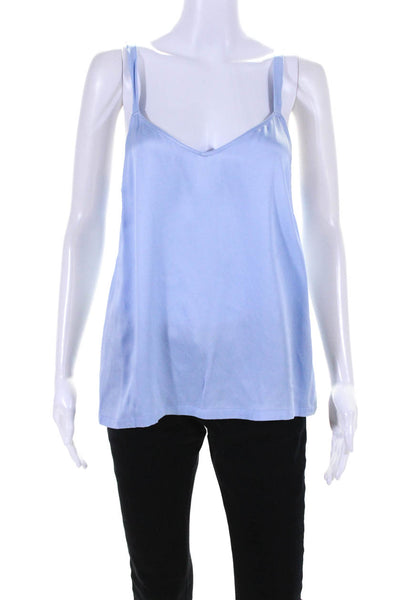 Vince Womens Sleeveless V Neck Boxy Tank Top Blue Size Medium