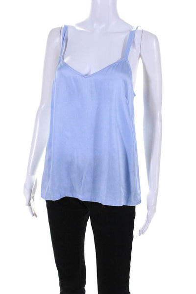 Vince Womens Sleeveless V Neck Boxy Tank Top Blue Size Medium