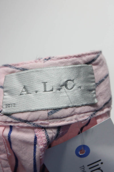 ALC Womens Mid Rise Striped Shorts Pink Gray Cotton Size 6
