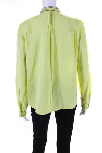 Pilcro and the Letterpress Womens Rhinestone High Neck Shirt Blouse Green Medium