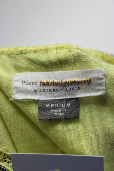 Pilcro and the Letterpress Womens Rhinestone High Neck Shirt Blouse Green Medium