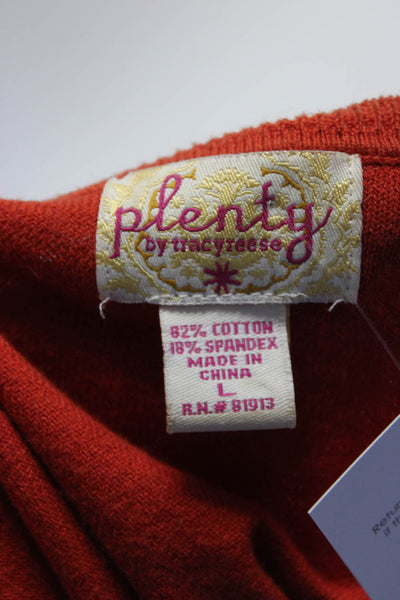 Plenty Tracy Reese Womens 3/4 Sleeve Knot Button Cardigan Sweater Orange Large