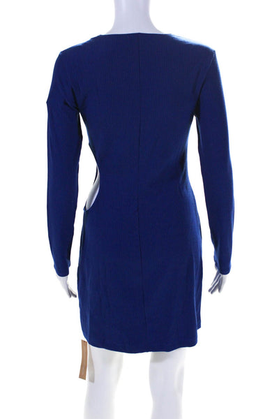 Reformation Women's Ribbed Long Sleeve Cutout Bodycon Dress Royal Blue Size L