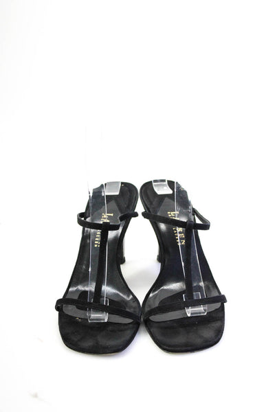 Lauren Ralph Lauren Womens Black Suede Strappy High Heels Sandals Shoes 8B