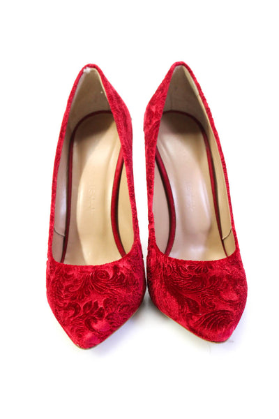 Marc Ellis Womens Red Textured Pointed Toe High Heels Pump Shoes Size 9