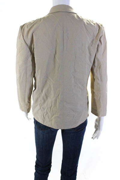 DKNY Womens Khaki Nylon Three Button Long Sleeve Blazer Jacket Size 8