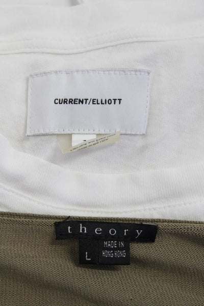 Current/Elliott Theory Womens White Crew Neck Short Sleeve Top Size 1 L Lot 2