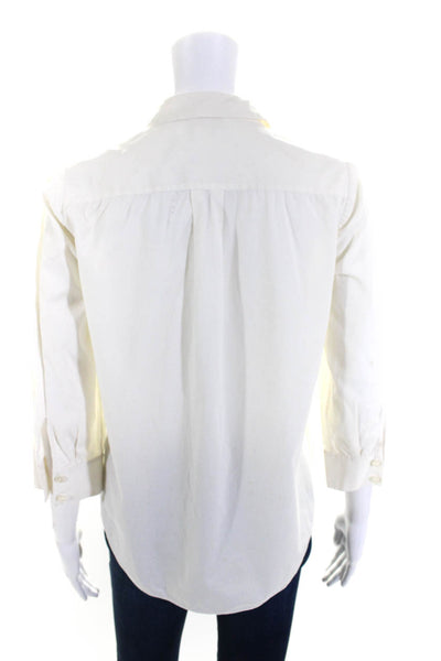 Kate Spade Womens Collar Embellish Short Sleeves Button Down Blouse White Size 2