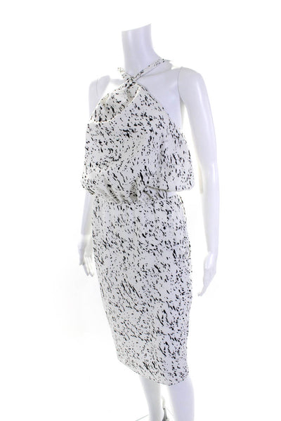 The Fifth Womens Splatter Cutout Bodice Midi Sheath Dress Black White Medium
