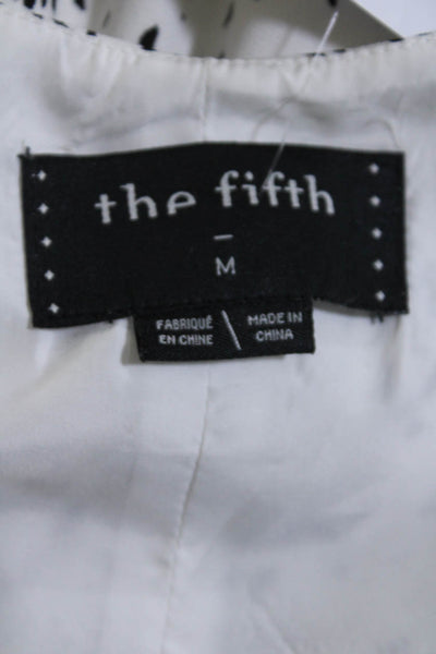 The Fifth Womens Splatter Cutout Bodice Midi Sheath Dress Black White Medium