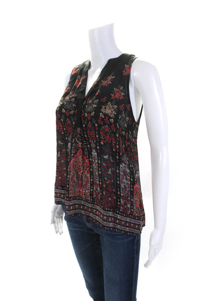 Joie Womens Silk Floral Print Sleeveless V-Neck Blouse Top Multicolor Size XS