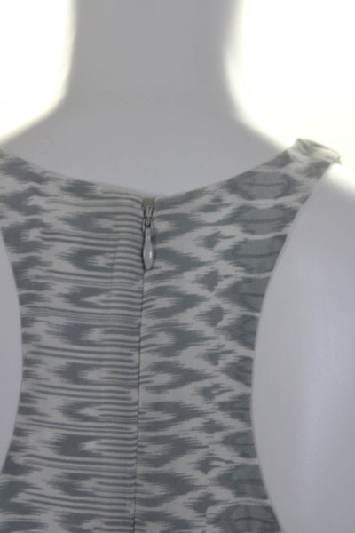 Joie Womens Silk Abstract Print High Neck Back Zip Tank Top White Gray Size XS