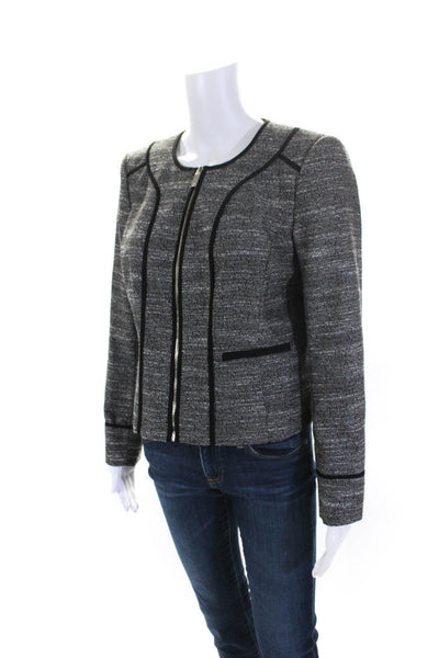 Vince Camuto Womens Long Sleeve Full Zip Short Blazer Jacket Black White Size 6