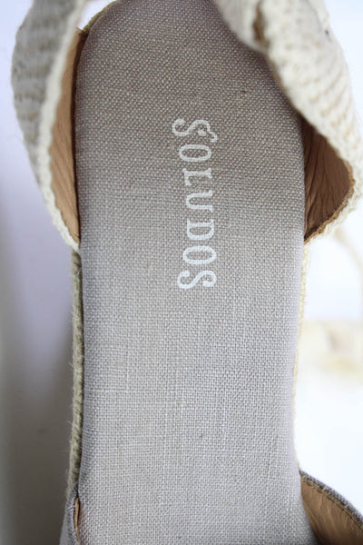 Soludos Womens Canvas Round Toe Lace Up High Wedge Heel Espadrilles Gray Size 8