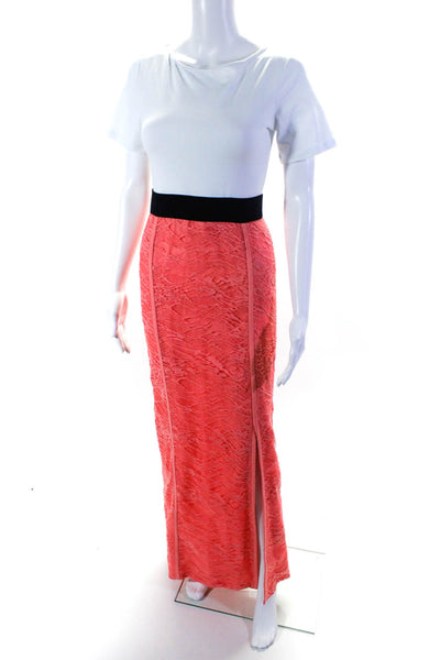 J. Mendel Womens Lace Sleeveless Crop Top Maxi Skirt Two Piece Set Pink Size 6