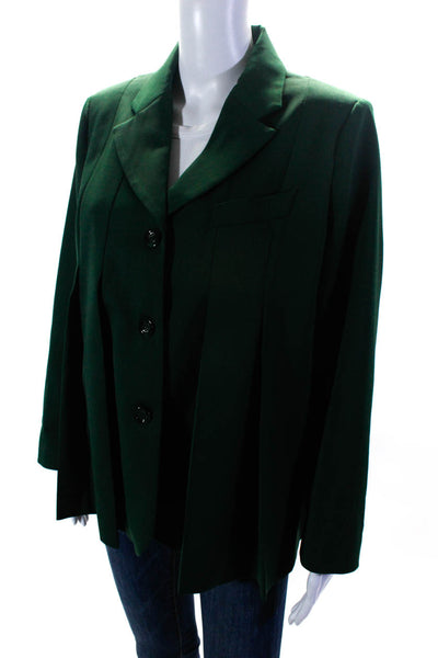 Vivetta Womens Wool Woven Pleated 3 Button Long Sleeve Short Blazer Green Size46