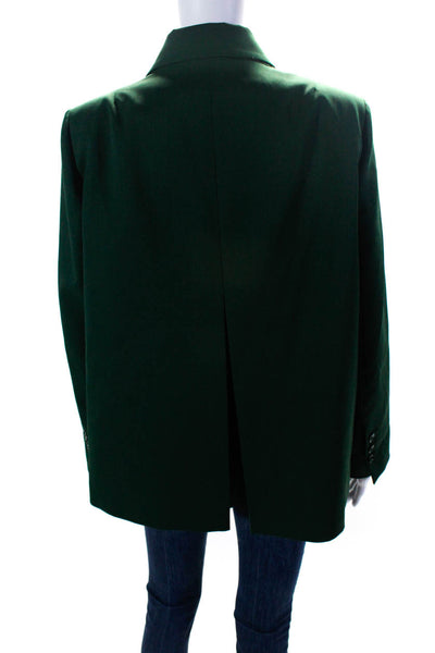 Vivetta Womens Wool Woven Pleated 3 Button Long Sleeve Short Blazer Green Size46