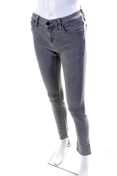 Vince Womens Cotton Buttoned Zipped Skinny Leg Jeans Gray Size EUR26